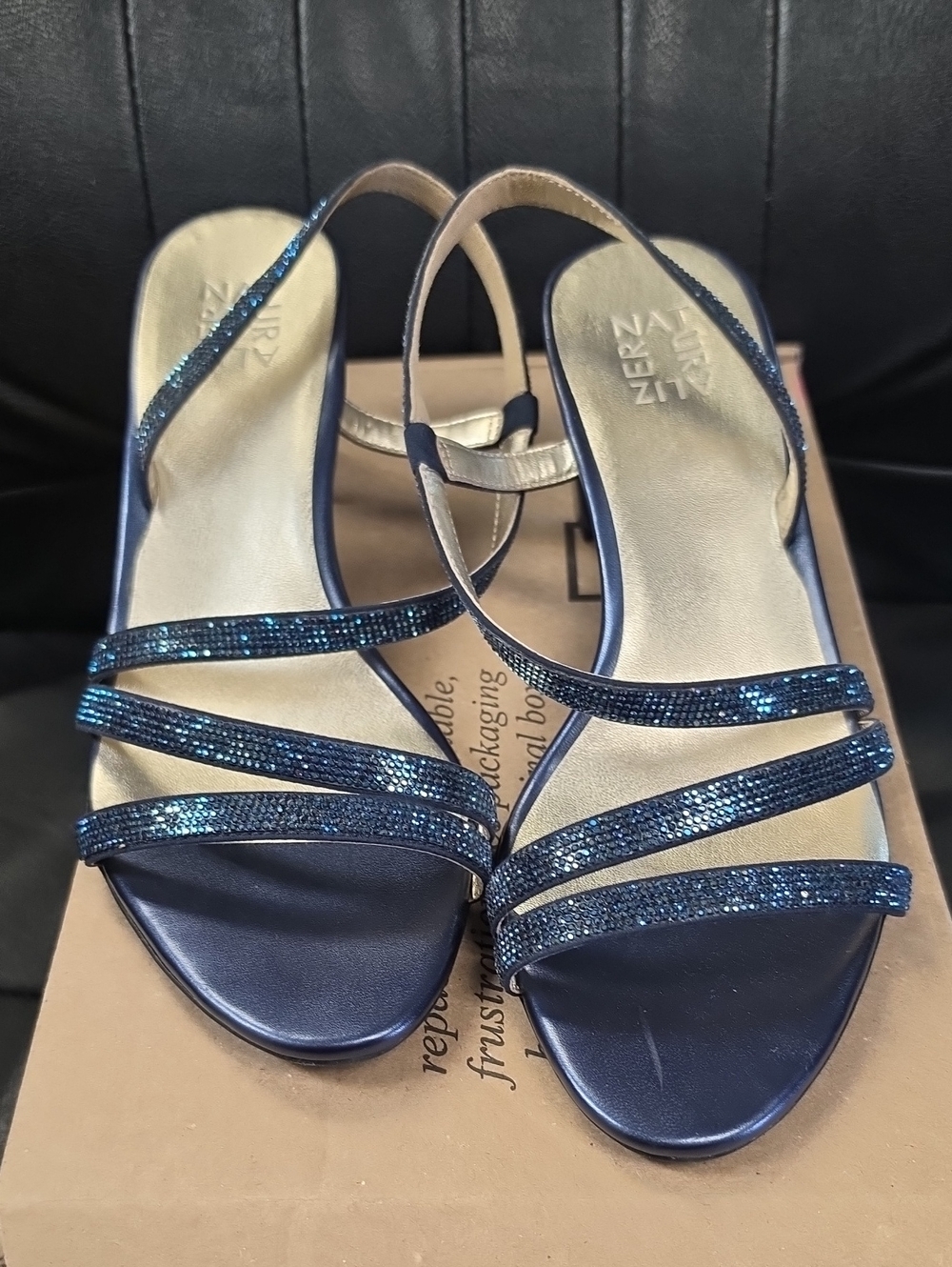 Naturalizer Navy Blue Sparkle Strappy Slingbacks